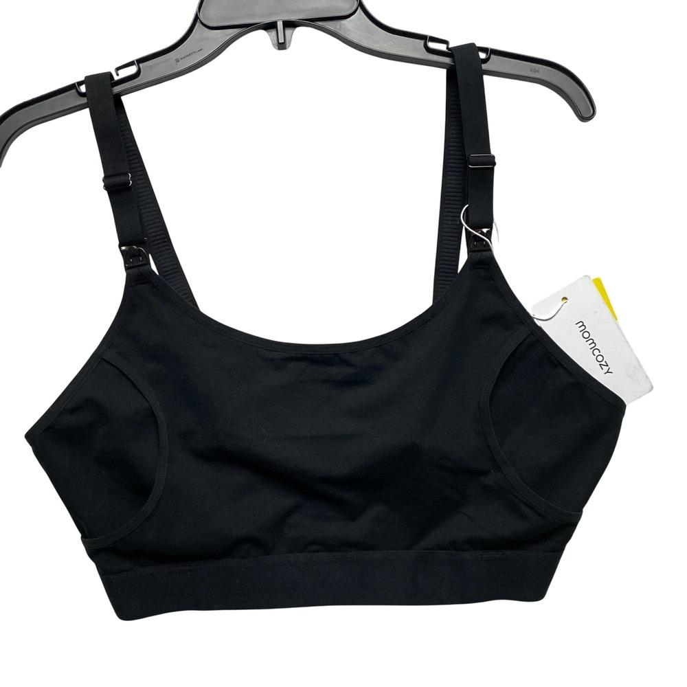Momcozy Hands Free Nursing Pumping Bra Black Cotton Spandex Size XL NWT